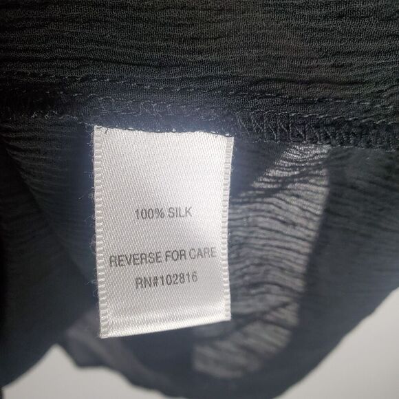Garnet Hill Black Silk Sheer Textured Blouse Size XL - Picture 8 of 8